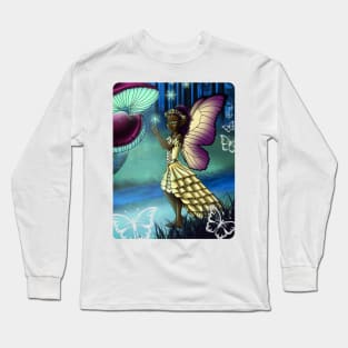 African American Fairy and Mushrooms Long Sleeve T-Shirt